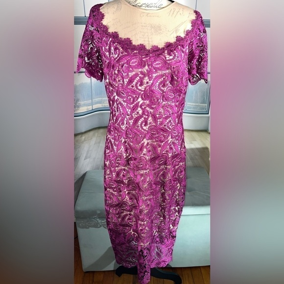 Jax Illusion Neck Lace Sheath Dress Size 10 - Picture 1 of 13